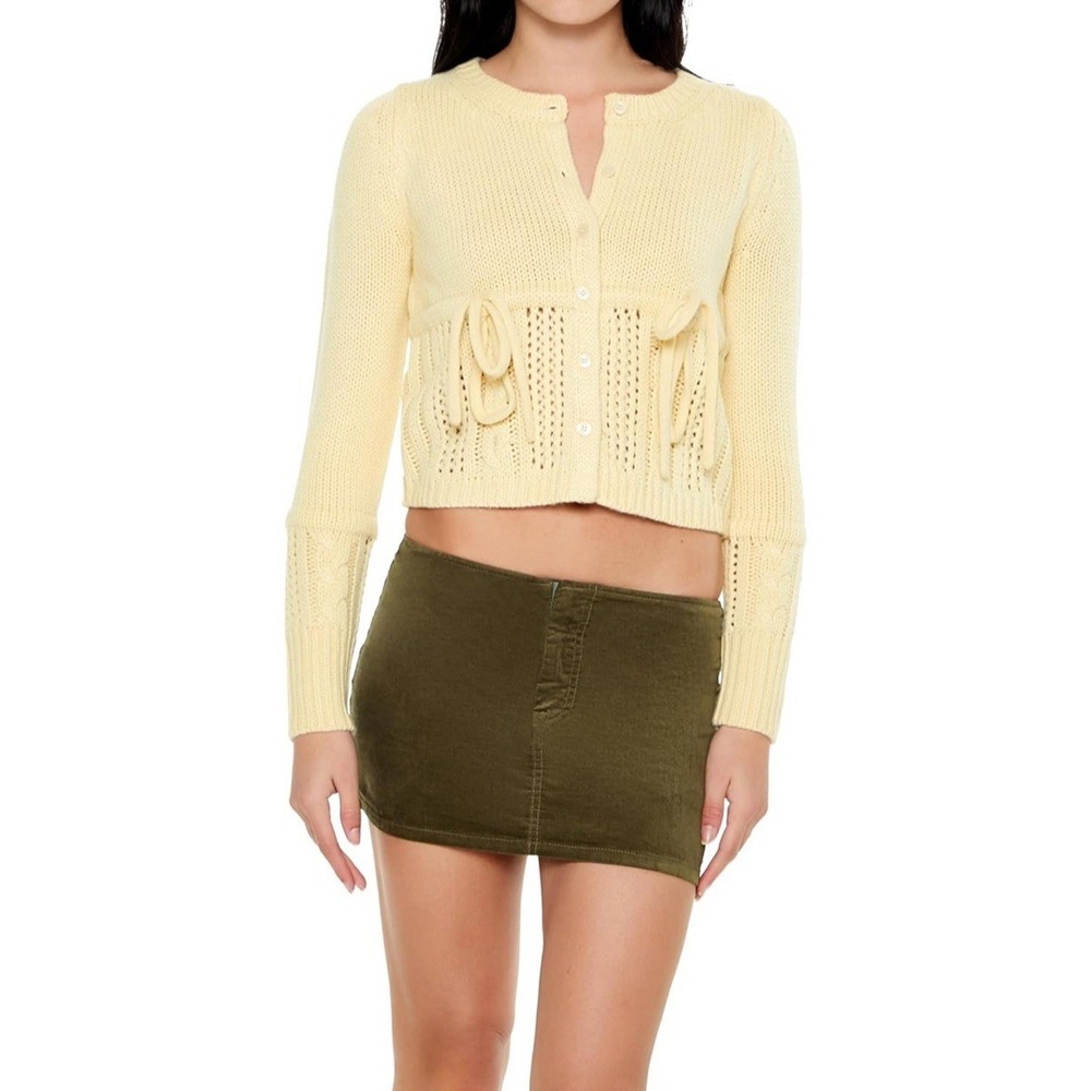 NWT Forever 21 Women's Tie-Front Cardigan Sweater - Yellow - Size M